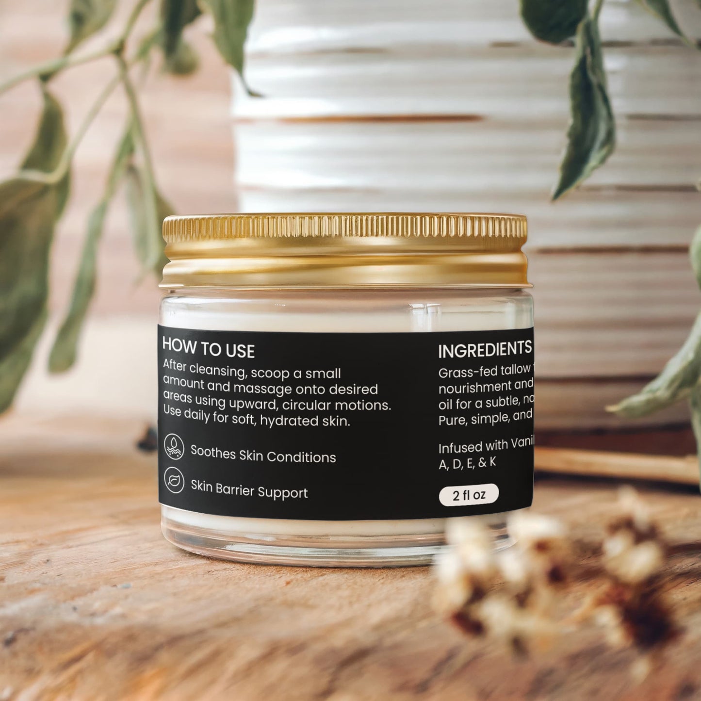 Whipped Grass-Fed Tallow Balm with Vanilla Bean